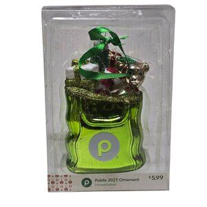 Publix Supermarket Christmas Tree Ornament 2021 Glass Shopping Bag Grocery Store